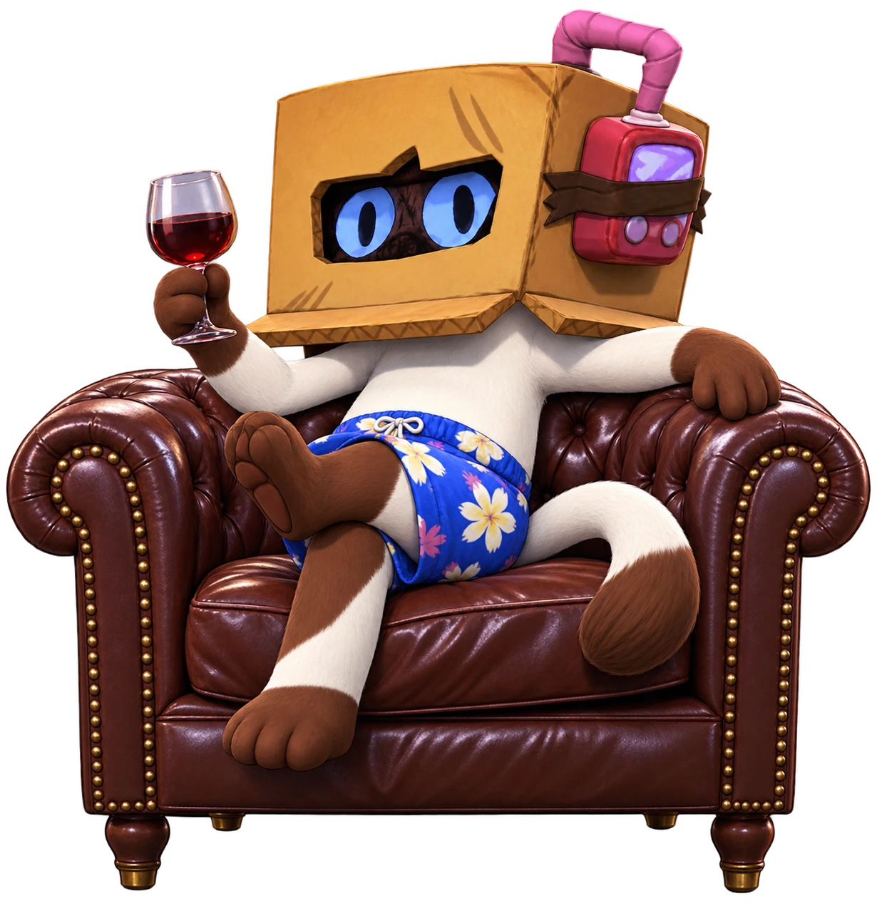 Remna relaxing in an armchair